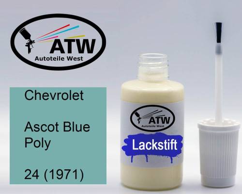 Chevrolet, Ascot Blue Poly, 24 (1971): 20ml Lackstift, von ATW Autoteile West.